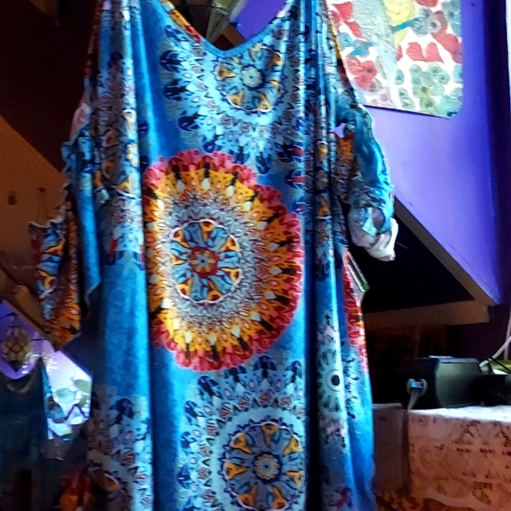 Boho cold shoulder dress